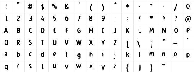 BureaucracyState Regular  glyph index