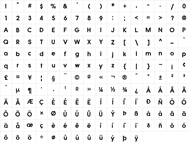 QuicksansFastICG Bold  glyph index