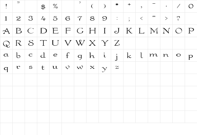 WaltersExtended Regular  glyph index