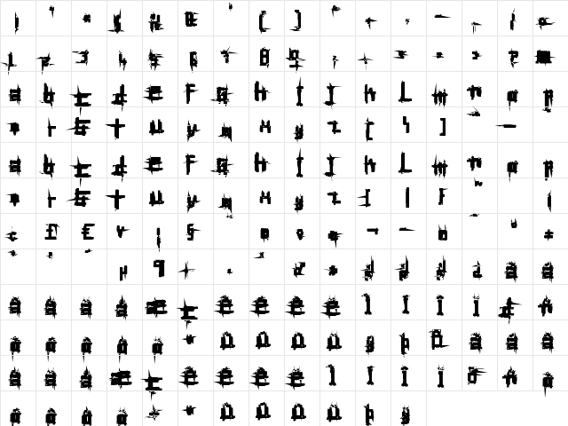 Bruised Hundred  glyph index