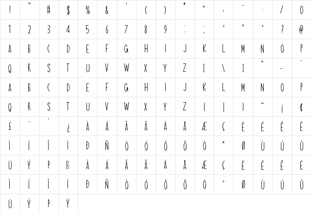 Valentine Things Regular  glyph index