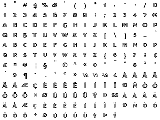 Juanita Deco ITC Regular  glyph index