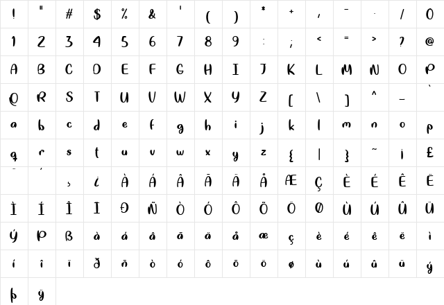 Quite Good Regular  glyph index