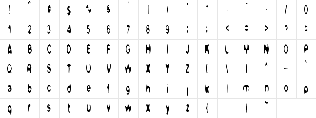 Spooknic Regular  glyph index
