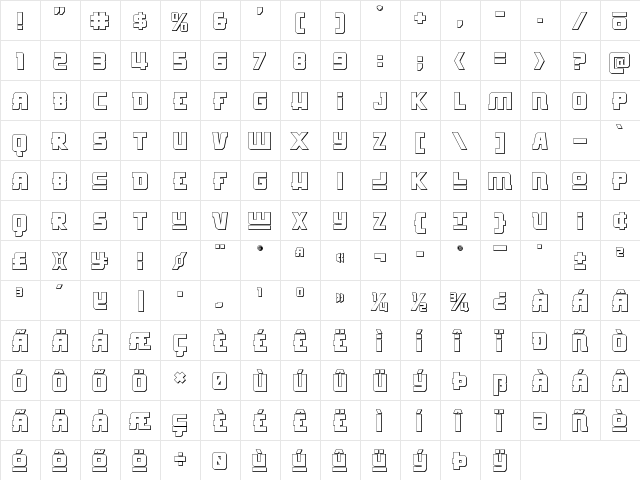 Hong Kong Hustle 3D Regular  glyph index