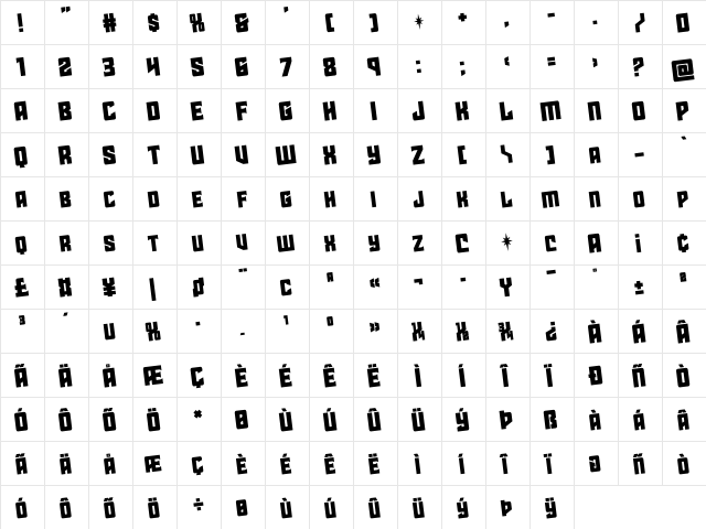 Star Guard Rotated Regular  glyph index