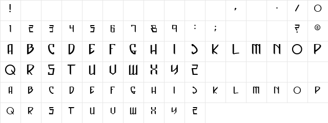Droopduck Regular  glyph index
