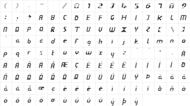LinotypeDot Italic  glyph index