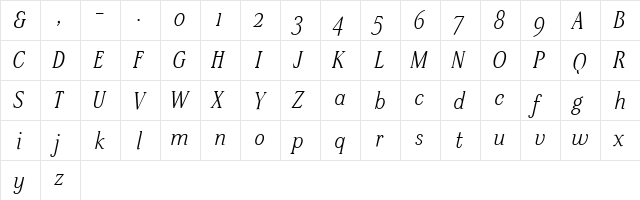 SteppITC-MediumItalic xPDF Regular  glyph index