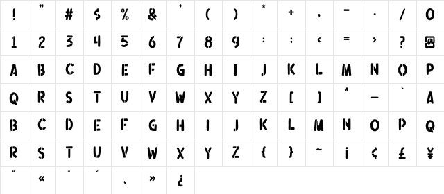 Ouders Regular  glyph index