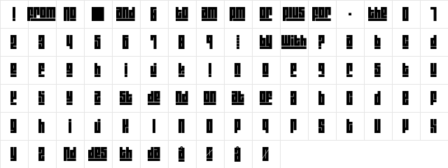 Blackout3 Regular  glyph index
