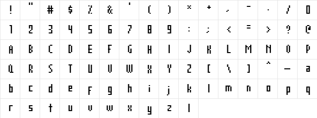 AuX DotBitC Cond Regular  glyph index
