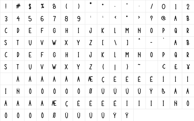 HAPPY DOODLE Regular  glyph index