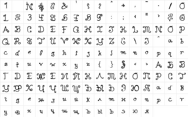 Single Gyrl Regular  glyph index