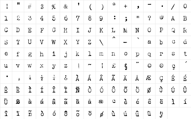 Ieicester Light  glyph index