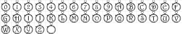 Summer's Pocket Watch Regular  glyph index