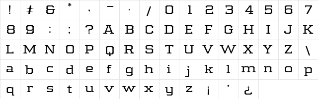 Samton Extended  glyph index