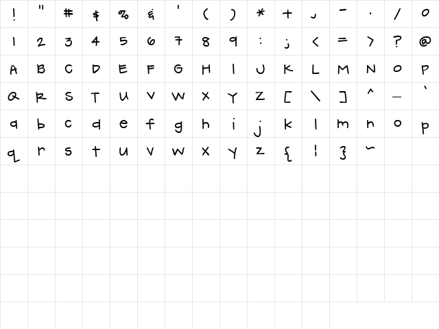 CK Handprint Regular  glyph index