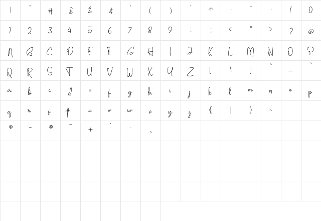 Ballerin Regular  glyph index