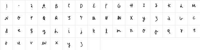 Silly Gal Regular  glyph index