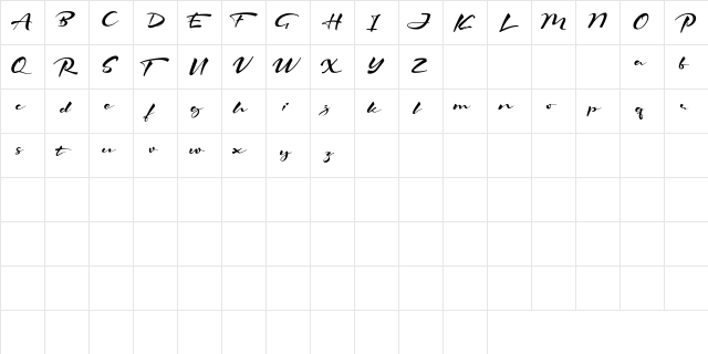 The Starlight Regular  glyph index