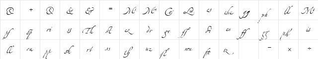 Zapfino Linotype Ligature Regular  glyph index