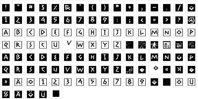 AdonisGreekSquares Regular  glyph index
