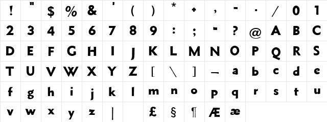 Metro Black Alt HPLHS  glyph index