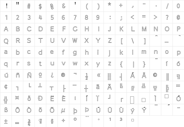 Essay-Normal Hollow Regular  glyph index