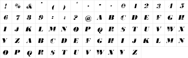806 Typography Regular  glyph index
