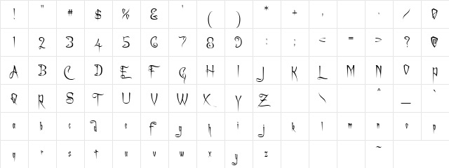 Haunted Pole Regular  glyph index