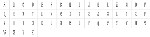 Bondie Outline Regular  glyph index
