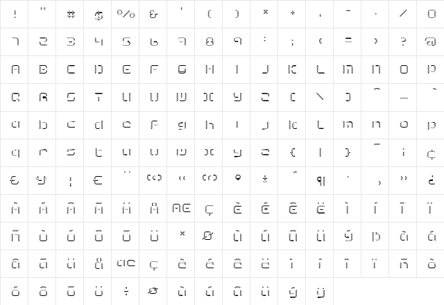 Term Regular  glyph index