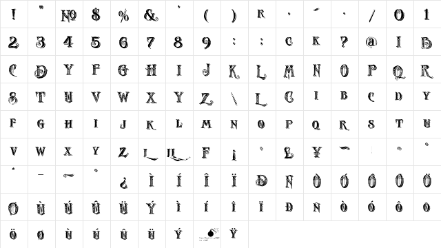 LHF Antique Shop Fancy Regular  glyph index