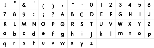 A Pompadour Bold Sample Regular  glyph index