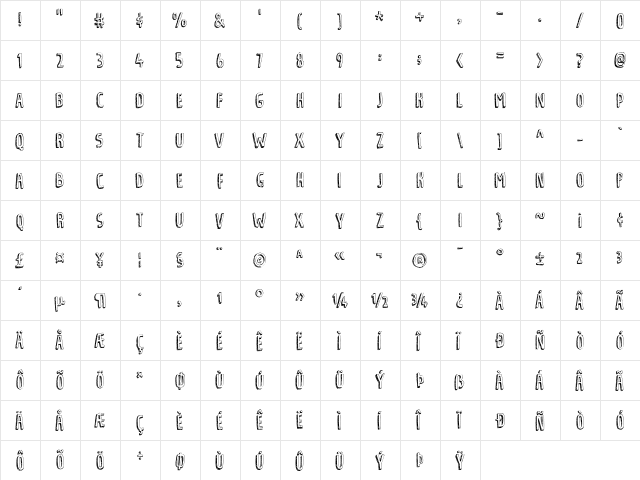 Tradizional DEMO Regular  glyph index