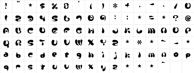 Parade20A Regular  glyph index
