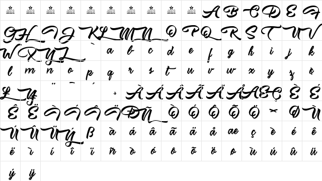 Misstral Regular  glyph index