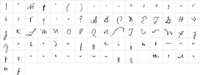 Autograph Lanier HPLHS  glyph index