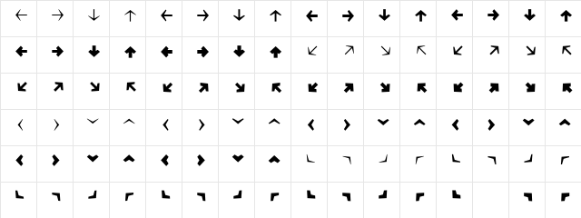 MiniPics DirectionalAA  glyph index