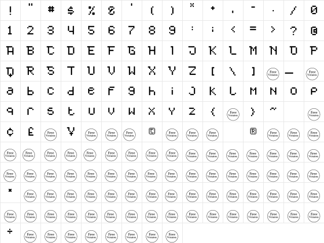 Hackbot Free Trial Regular  glyph index