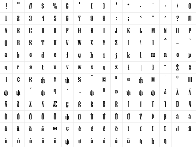 Citadel Regular  glyph index
