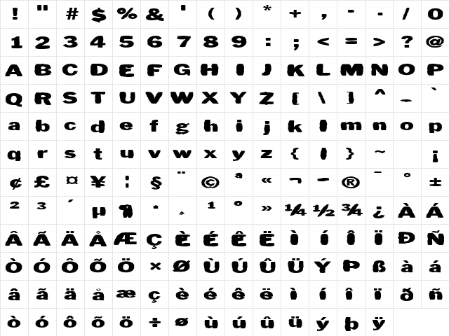 FZ BASIC 56 MANGLED EX Normal  glyph index