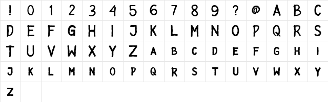 ADVENTURES Regular  glyph index
