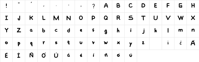 Gonzo Regular  glyph index