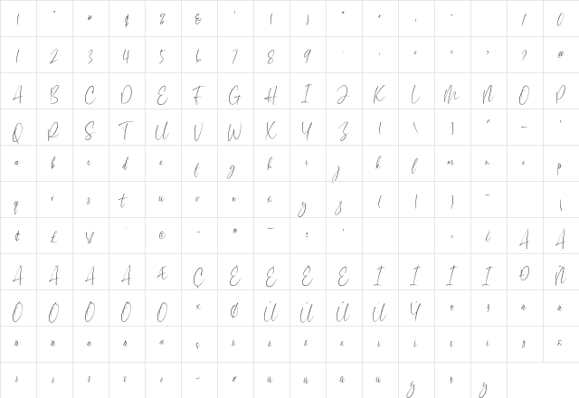 Aesthetikos Regular  glyph index