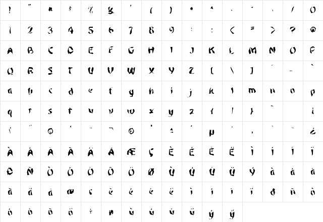 FZ WACKY 45 Normal  glyph index