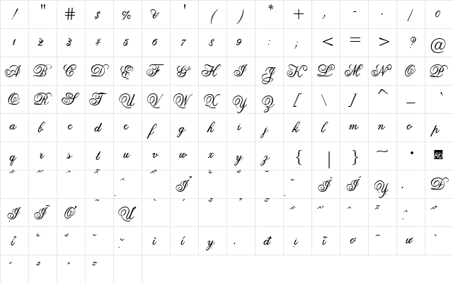 VfFree45 Regular  glyph index