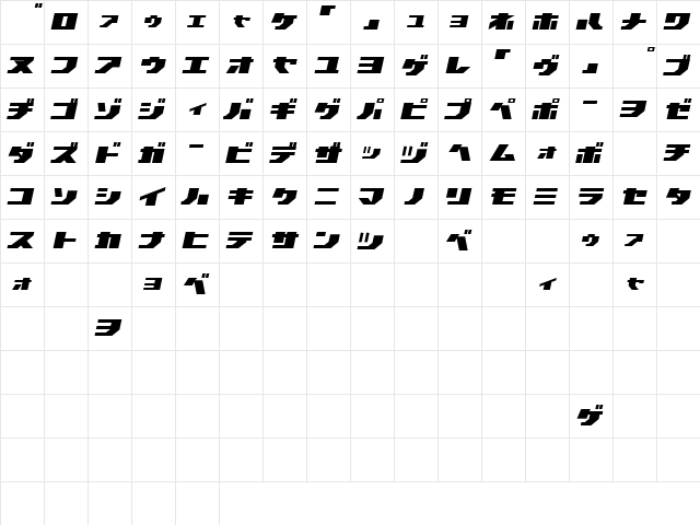 TGR 3.0 J Italic  glyph index