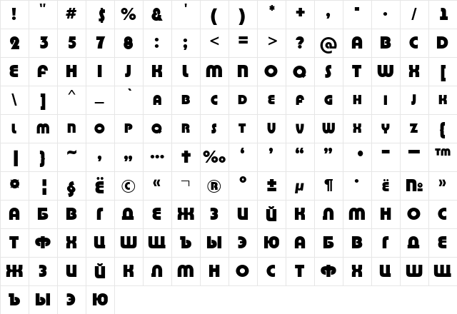 a_BighausTitul ExtraBold  glyph index
